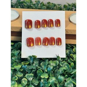 Golden Caramel Nails - Handpainted/Designed Reusable Press on Nails